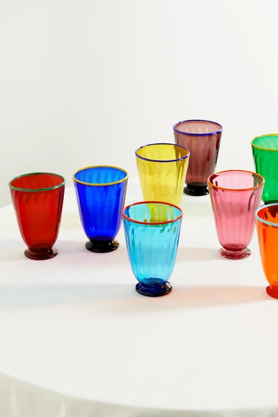 Shop La Doublej Rainbow Set Of Eight Glasses In Orange