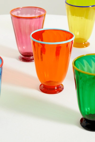 Shop La Doublej Rainbow Set Of Eight Glasses In Orange