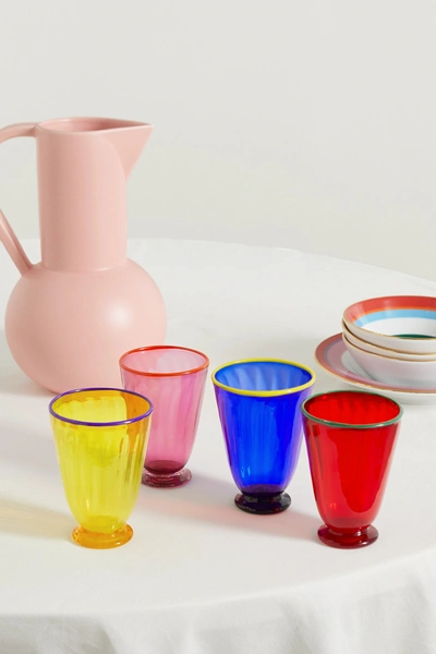 La Doublej Rainbow Set Of Four Murano Glasses In Red
