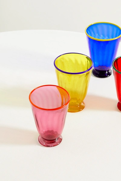 Shop La Doublej Rainbow Set Of Four Murano Glasses In Red