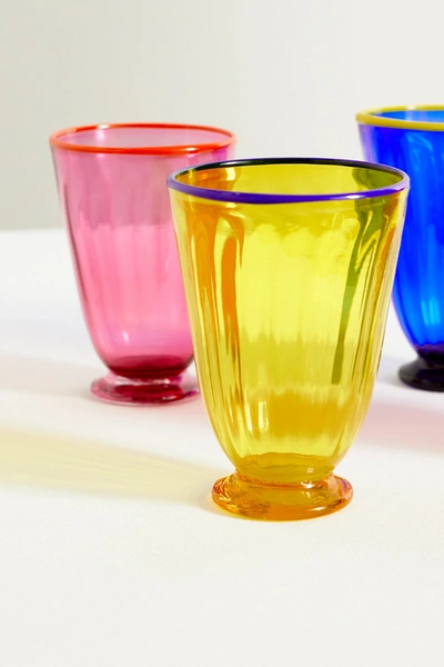 Shop La Doublej Rainbow Set Of Four Murano Glasses In Red