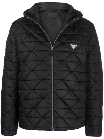 Shop Prada Black Re-nylon Blouson Jacket In Nero