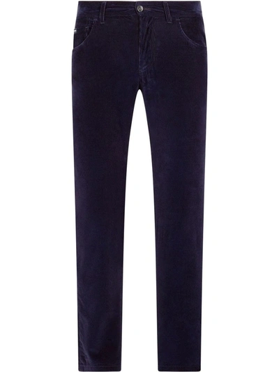 Shop Dolce & Gabbana Straight Blue Ribbed Trousers