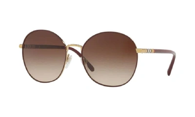 Shop Burberry Brown Gradient Round Ladies Sunglasses Be3094-125613-56 In Brown,gold Tone