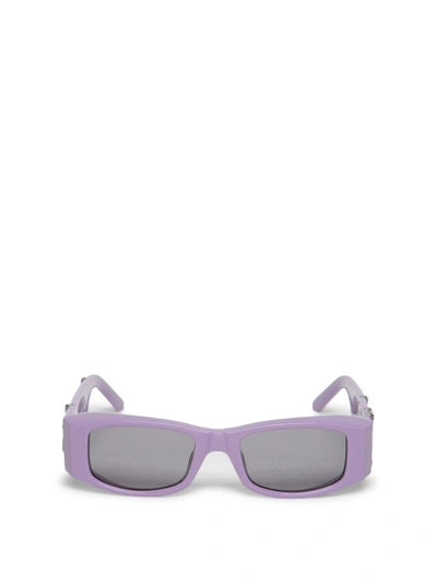 Shop Palm Angels Rectangular Logo Plaque Sunglasses Violet Purple