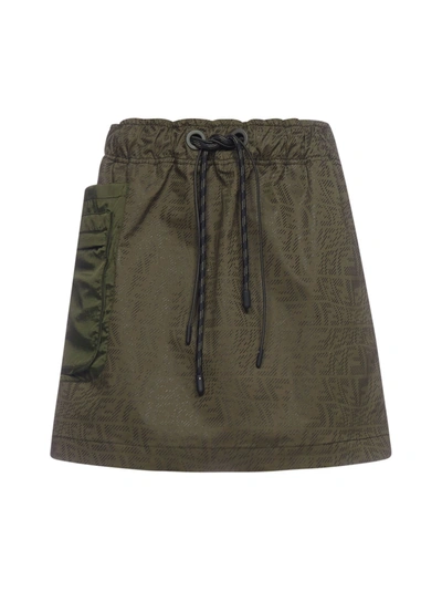Shop Fendi Ff Vertigo Drawstring Skirt In Green