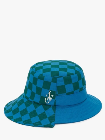 Shop Jw Anderson Asymmetric Bucket Hat In Blue