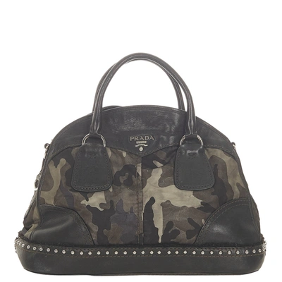 Pre-owned Prada Black Saffiano Leather Camouflage Satchel Bag