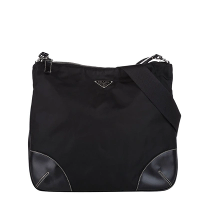 Pre-owned Prada Black Leather Nylon Tessuto Shoulder Bag