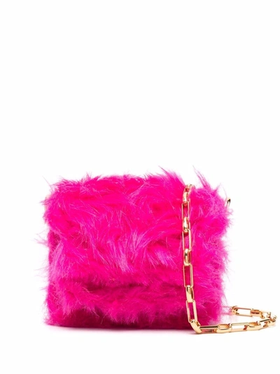 Shop Marni Mini Faux-fur Shoulder Bag In Rosa