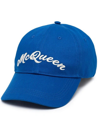 Shop Alexander Mcqueen Embroidered-logo Baseball Cap In Blau