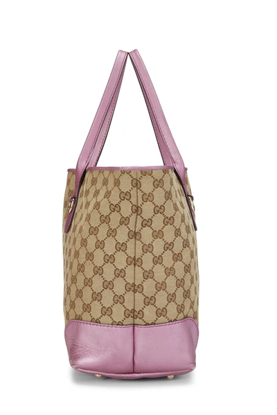 Pre-owned Gucci Pink Gg Canvas Heart Bit Tote