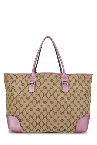 Pre-owned Gucci Pink Gg Canvas Heart Bit Tote