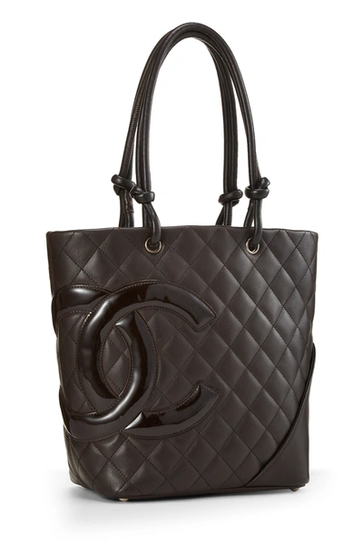 Pre-owned Chanel Brown Quilted Calfskin Cambon Tote Small