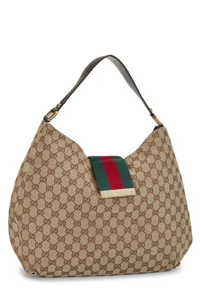 Pre-owned Gucci Original Gg Canvas New Ladies Web Tote Large