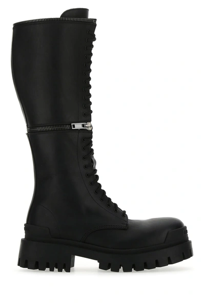 Shop Balenciaga Black Leather Master Boots  Black  Donna 39