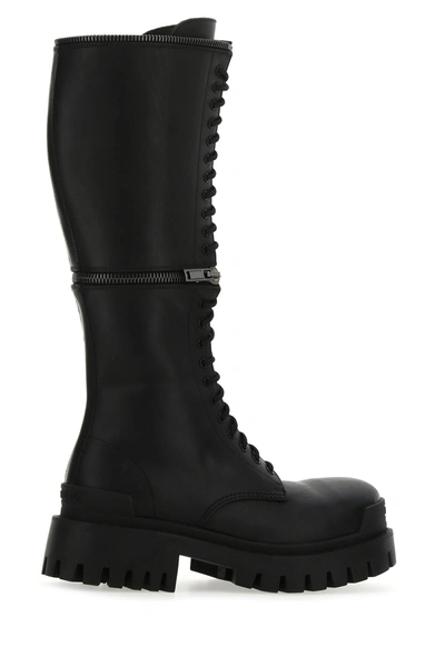 Shop Balenciaga Black Leather Master Boots  Black  Donna 39