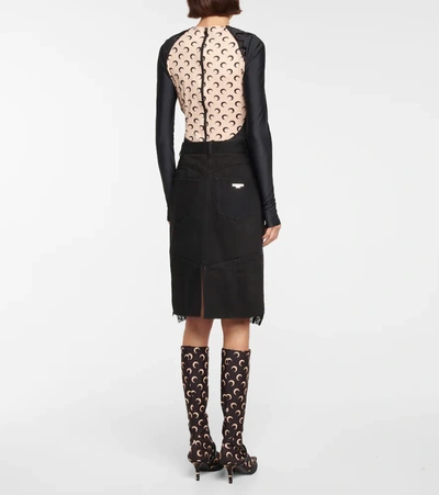 Shop Marine Serre Moon Salutation Regenerated Midi Skirt In Black