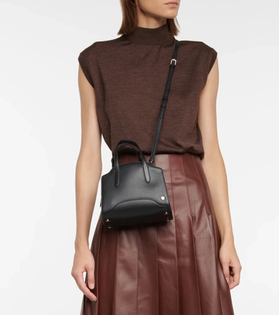 Loro Piana Sesia Micro Leather Tote In Black