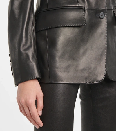 Shop Tom Ford Leather Blazer In Black