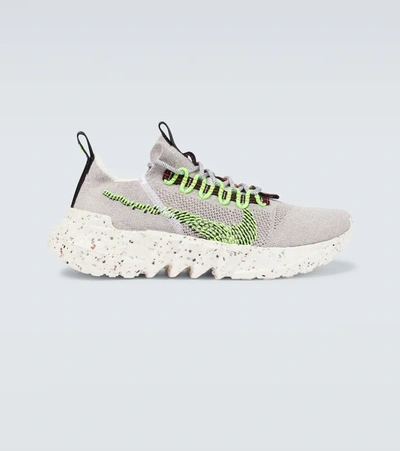Nike Space Hippie 01 Lace-up Trainers In Vast Grey/electric Green | ModeSens