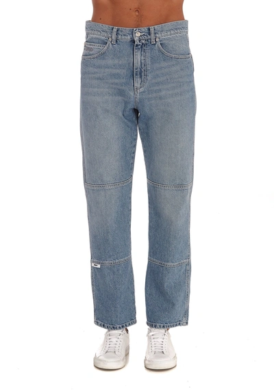 Shop Msgm Wide Leg Denim Jeans In Blue