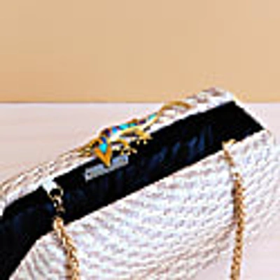 Likha Dusty Rose Houndstooth Clutch - Straw Clutch Likhâ In Clutch