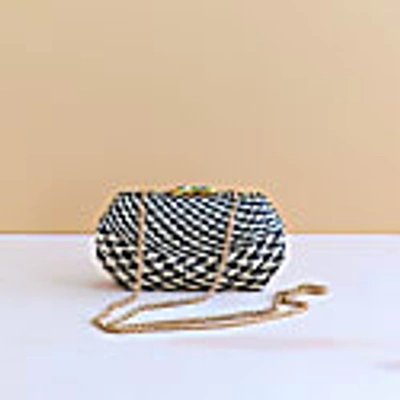 Likha Women's Black Houndstooth Clutch - Handwoven Clutch In Clutch