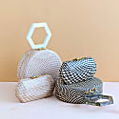 Likha Women's Black Houndstooth Clutch - Handwoven Clutch In Clutch