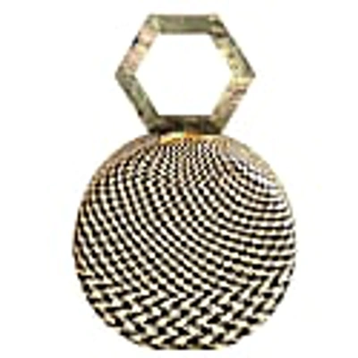 Likha Women's Black Round Handwoven Handbag With Mother-of-pearl Handle In Handle