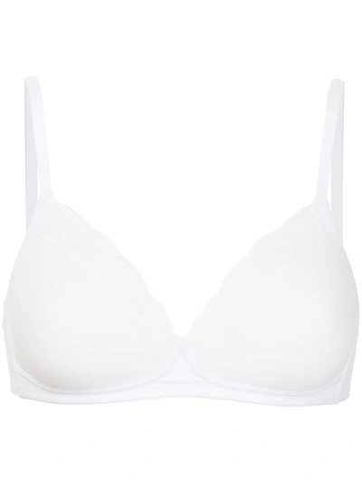 Shop Hanro Lace-detail No-wire Bra In White