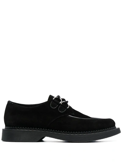 Shop Saint Laurent Teddy Suede Lace-up Shoes In Black