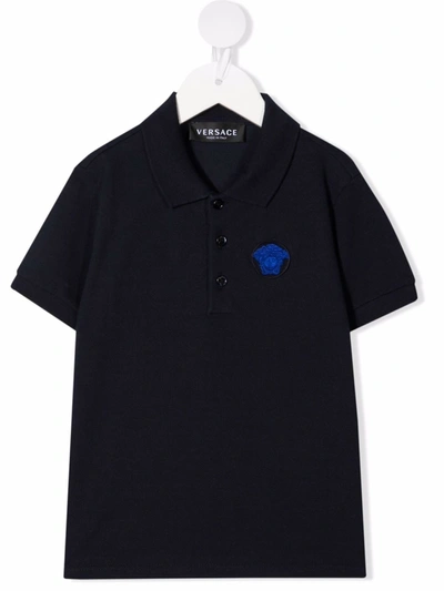 Shop Versace Medusa-detail Polo Shirt In Blue