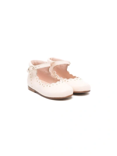 Shop Chloé Scalloped Ballerina Shoes In Neutrals