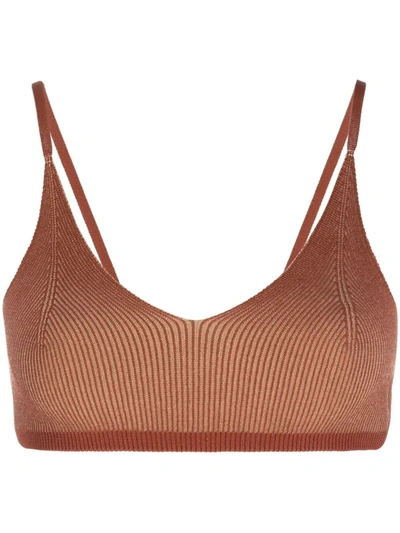 Shop Jacquemus Le Bandeau Valensole Knitted Bralette In Brown