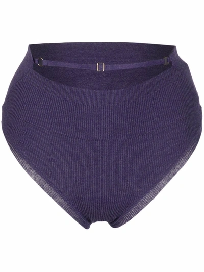 Shop Jacquemus La Culotte Picchu Knitted Briefs In Purple