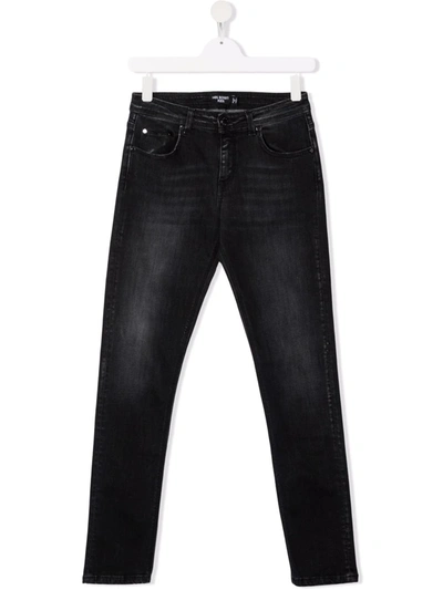 Shop Neil Barrett Teen Mid-rise Faded Jeans In Black