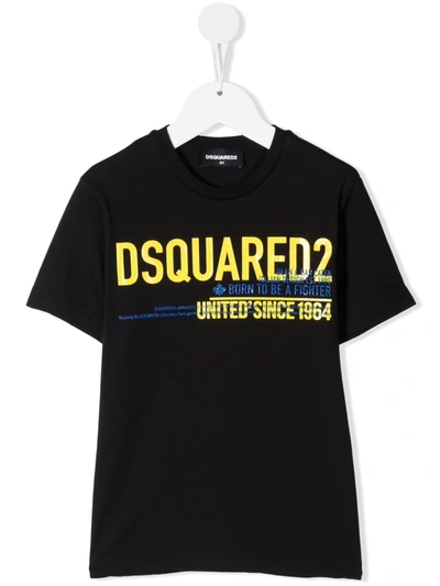 Dsquared2 Teen Logo-print Short-sleeved T-shirt In Black