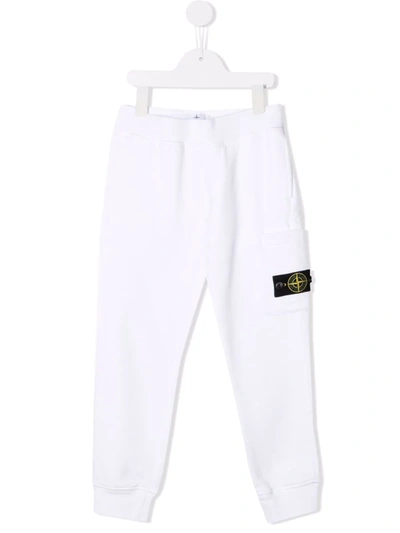 Shop Stone Island Junior Logo-patch Track Pants In White