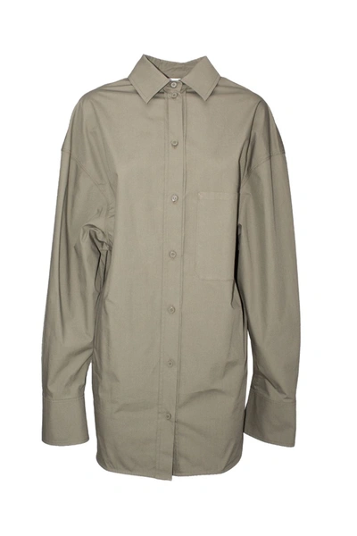 Shop Attico Button-up Cotton Shirt In Green