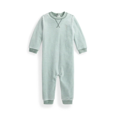 Shop Ralph Lauren Striped Velour Coverall In Lima Bean Multi