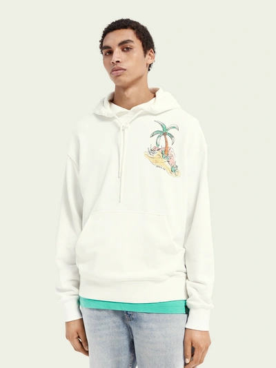 Shop Scotch & Soda Relaxed Organic Cotton Hoodie In White