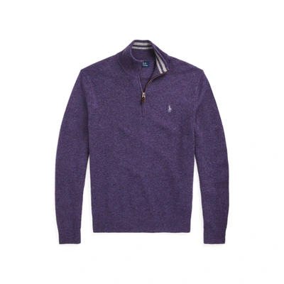 Shop Ralph Lauren Wool-cashmere Quarter-zip Sweater In Ivanhoe Purple Heather