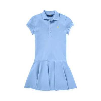 Shop Polo Ralph Lauren Cotton Mesh Polo Dress In Sky Blue