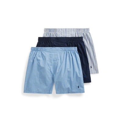 Shop Polo Ralph Lauren Classic Fit Boxer 3-pack In Navy Stripe/muller Plaid