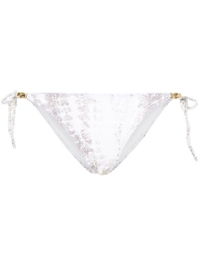 Shop Heidi Klein Rope Snakeskin-print Bikini Bottom In Weiss