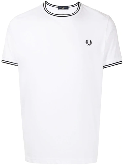 Shop Fred Perry Twin Tipped Cotton T-shirt In Weiss