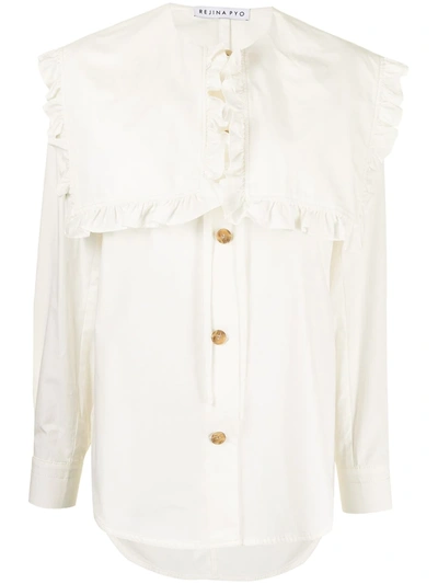 Shop Rejina Pyo Tate Frill-collar Shirt In Weiss