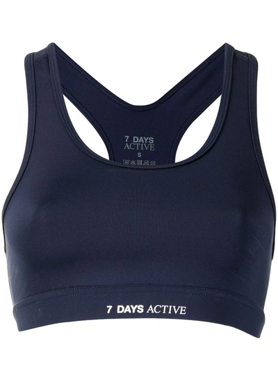 Shop 7 Days Active Logo-print Sports Bra In Blau