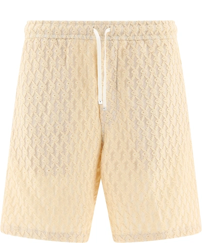 Shop Amiri Playboy Embroidered Shorts In Beige